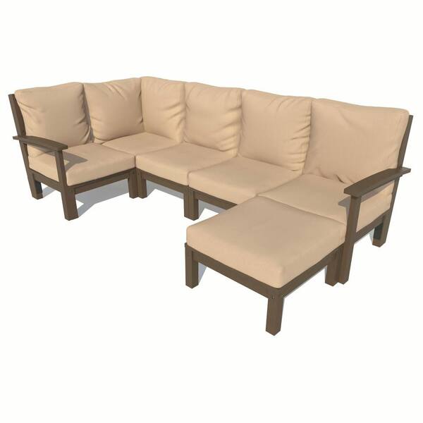 Highwood Bespoke Deep Seating 6-Piece Plastic Outdoor Sectional Set with Ottoman and with Cushions