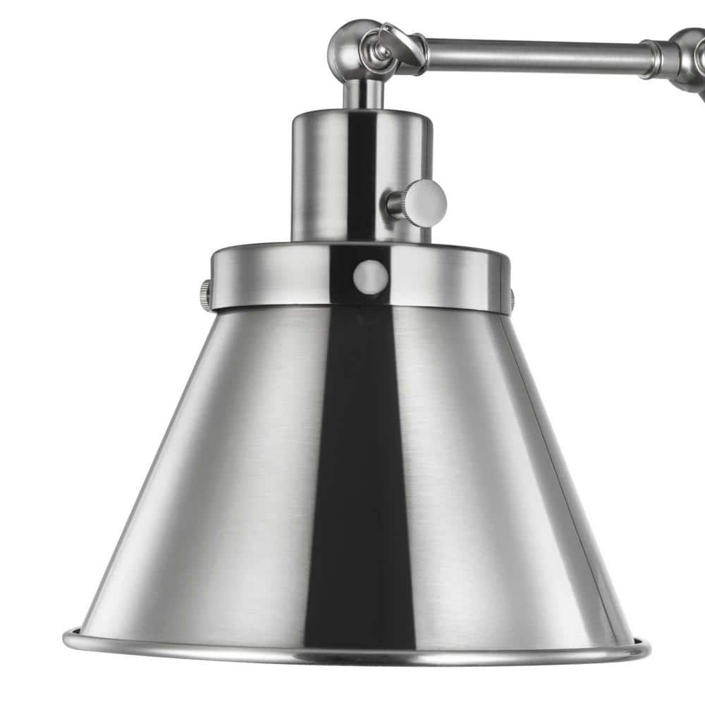 Brushed Nickel Adjustable Swing Arm Wall Sconce with Metal Shade