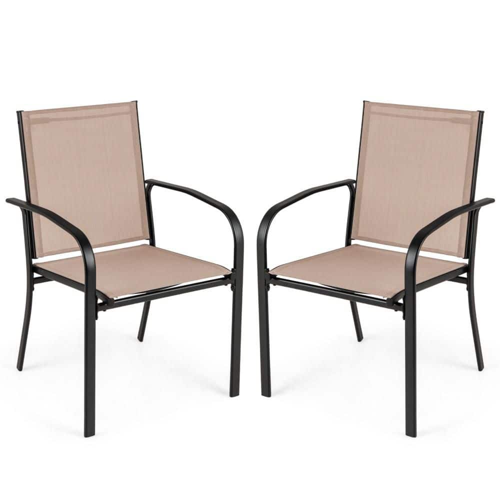 Outdoor Dining Chairs Set of 2 w/ Breathable Fabric Armrests High Back price history on PriceWatchPro