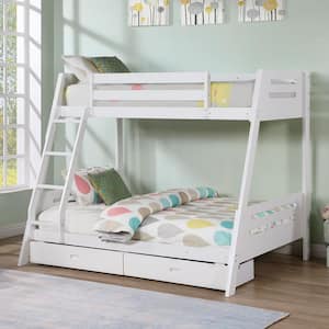 Haulton White Twin Over Full Bunk Bed with Drawers