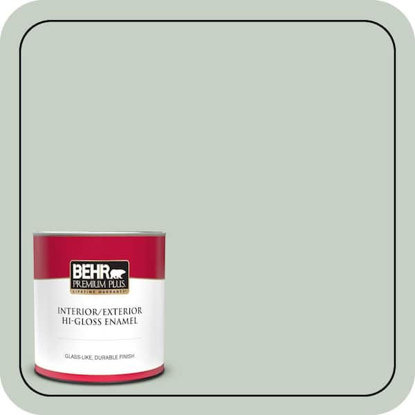 BEHR PREMIUM PLUS 1 qt. #N400-2 Frosted Sage Hi-Gloss Enamel Interior/Exterior Paint & Primer