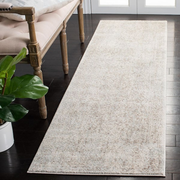 Evoke Ivory/Taupe 2 ft. x 7 ft. Distressed Border Medallion Runner Rug