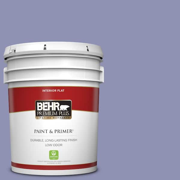 BEHR PREMIUM PLUS 5 gal. #630D-5 Wild Wisteria Flat Low Odor Interior Paint & Primer