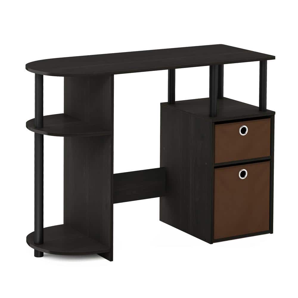 Espresso Composite Wood Study Desk with Drawer and Shelves