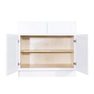 Lancaster White Plywood Shaker Stock Assembled Base Kitchen Cabinet 36 in. W x 34.5 in. H x 24 in. D