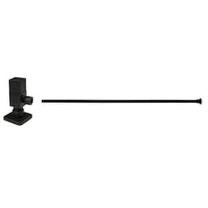 5/8 in. x 3/8 in. OD x 20 in. Flat Head Toilet Supply Line Kit with Square Handle 1/4-Turn Angle Stop, Oil Rubbed Bronze