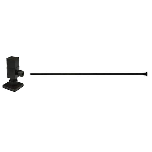 Westbrass 5/8 in. x 3/8 in. OD x 20 in. Flat Head Toilet Supply Line Kit with Square Handle 1/4-Turn Angle Stop, Oil Rubbed Bronze