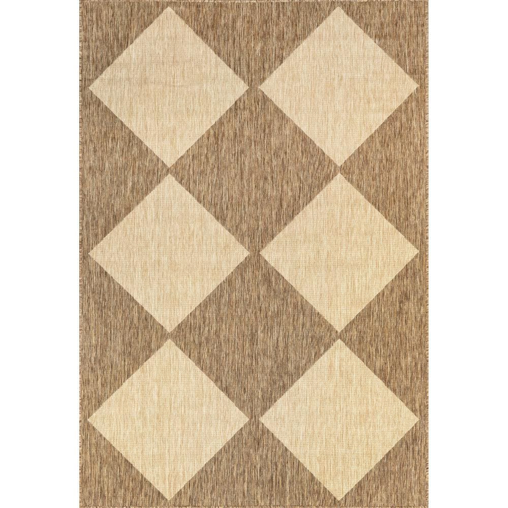 Beige Rectangular Stain-Resistant Synthetic Area Rug, 5x8 Feet