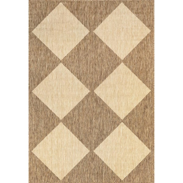 nuLOOM Loretta Transitional Diamond Beige 5 ft. x 8 ft. Indoor/Outdoor Area Rug