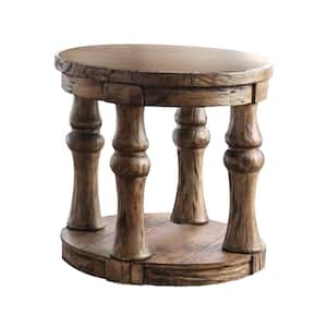 Mika 24 in. Antique Oak Round End Table