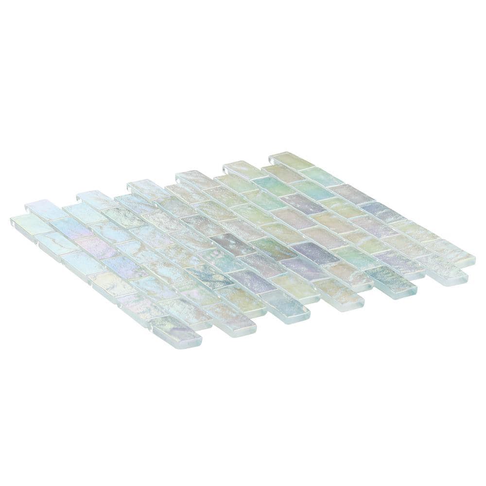Shallows Iridescent White Glass Mosaic Wall Tile