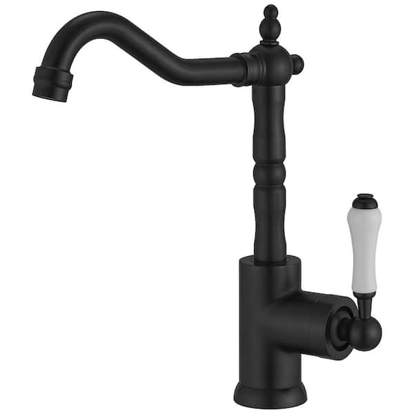 BWE Traditional Classic Single Handle Standard Kitchen Faucet Vessel Sink Faucet 360° Swivel Bathroom Faucet in Matte Black