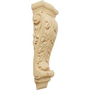 4 in. x 7 in. x 20 in. Unfinished Wood Alder Large Farmingdale Acanthus Pilaster Corbel