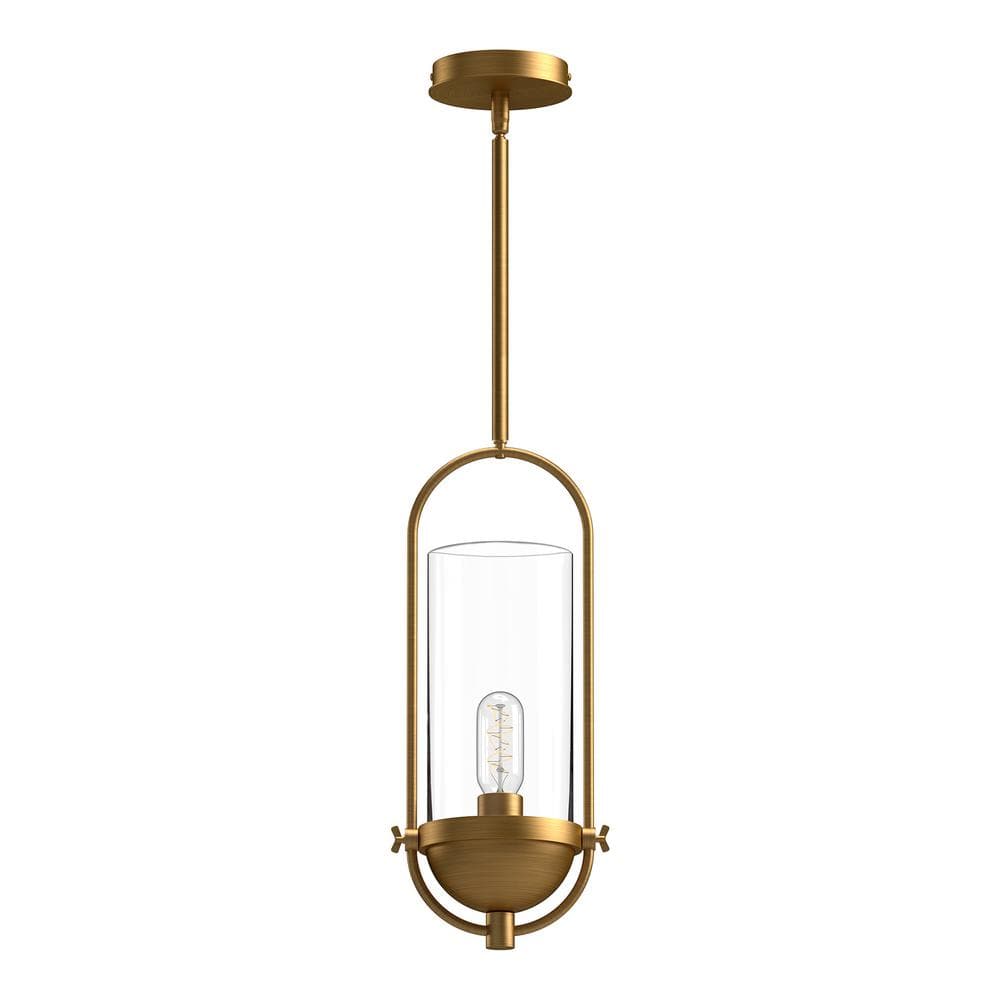 Cyrus Aged Gold and Matte Black 17.63" Glass Pendant Light