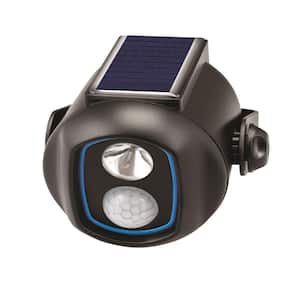 Solar Powered Black Motion Activated Outdoor Integrated LED Flood Light with Spot Light Feature