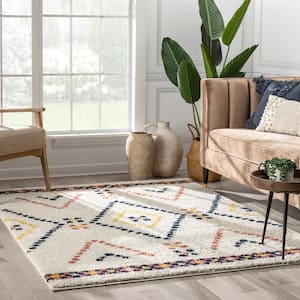 Gigi Puma Moroccan Tribal Shag Ivory 5 ft. 3 in. x 7 ft. 3 in. Area Rug