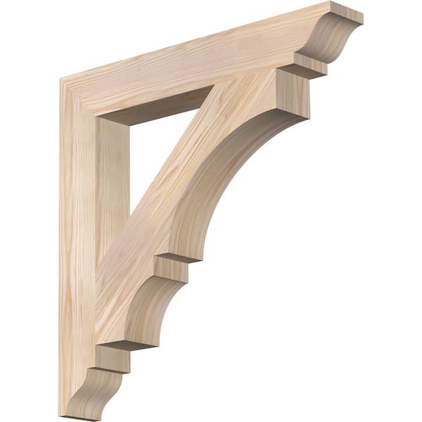 Ekena Millwork 3.5 in. x 24 in. x 24 in. Douglas Fir Balboa Traditional Smooth Bracket