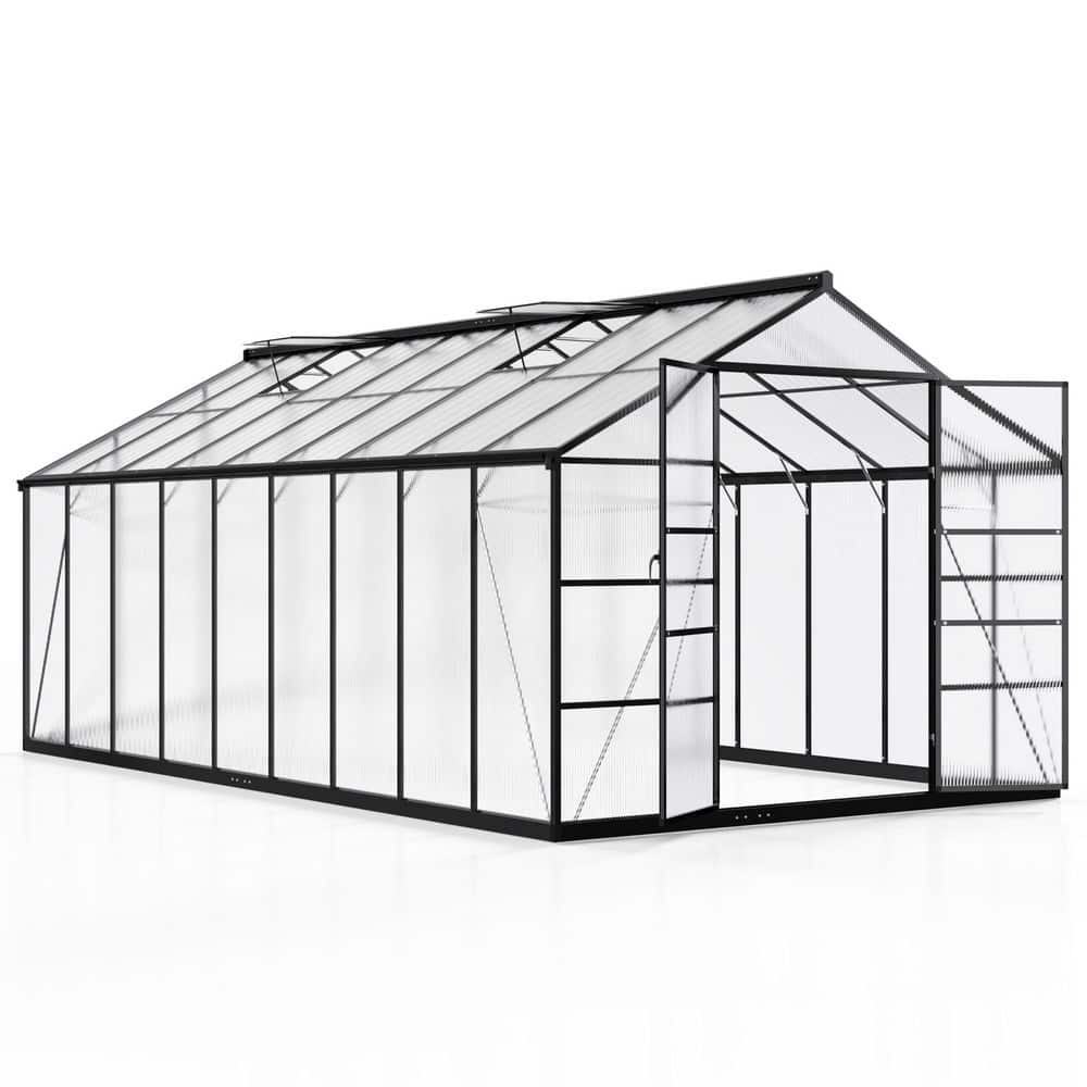 10 ft. W x 18 ft. D Polycarbonate Greenhouse with Quick Setup Roof Vent and