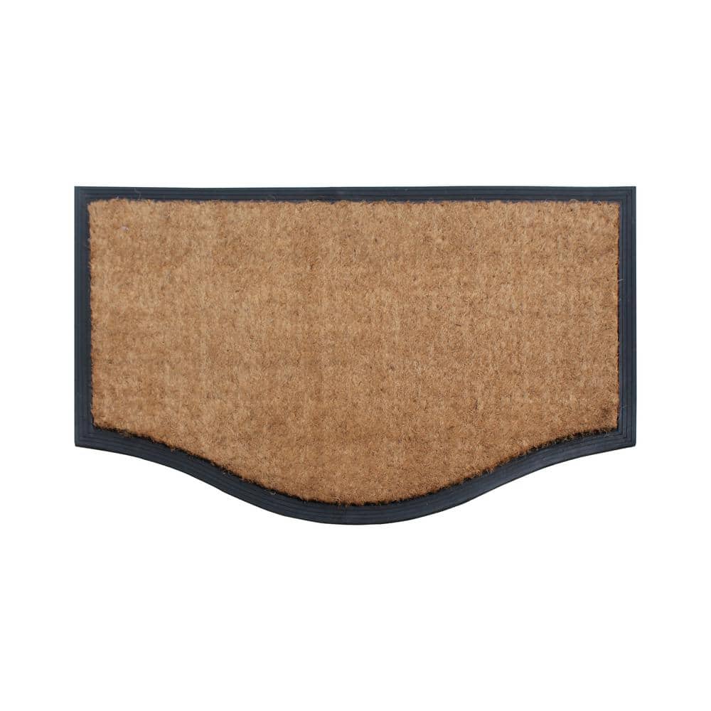 A1HC Rubber And Coir Black/Beige Extra Large Double Doormat Heavy Duty Non-Slip 23.6 X37.4