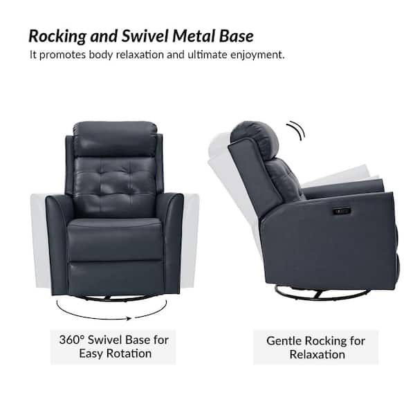 Adélie Dark Navy Clifton Navy Blue Faux Leather Glider Rocker Recliner 8070