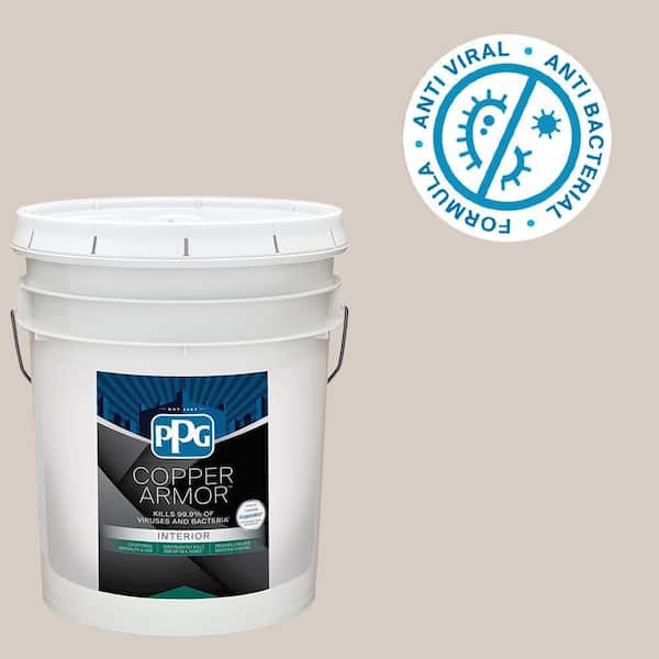 COPPER ARMOR 5 gal. PPG18-02 River Rock Eggshell Antiviral and Antibacterial Interior Paint with Primer