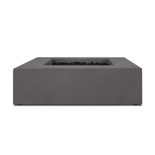 JENSEN CO Matteau 40 in. Square Concrete Composite Propane Fire Table in Carbon with Vinyl Cover