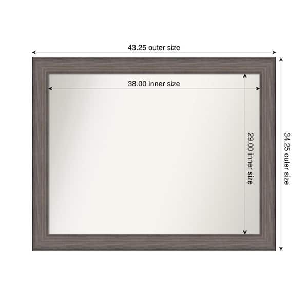 Amanti Art Country Barnwood 43.25 in. W. x 34.25 in. Custom Non-Beveled Wood Framed Bathroom Vanity Wall Mirror