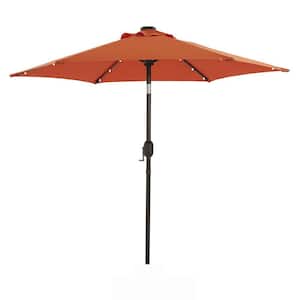 7.5 ft. Hexagon Solar Lighted Market Patio Umbrella with Tilt and Crank in Orange