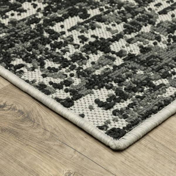 Beige, Black 2 ft. X 7 ft. Loomed Abstract Polypropylene Rectangle Indoor/Outdoor Area Rug