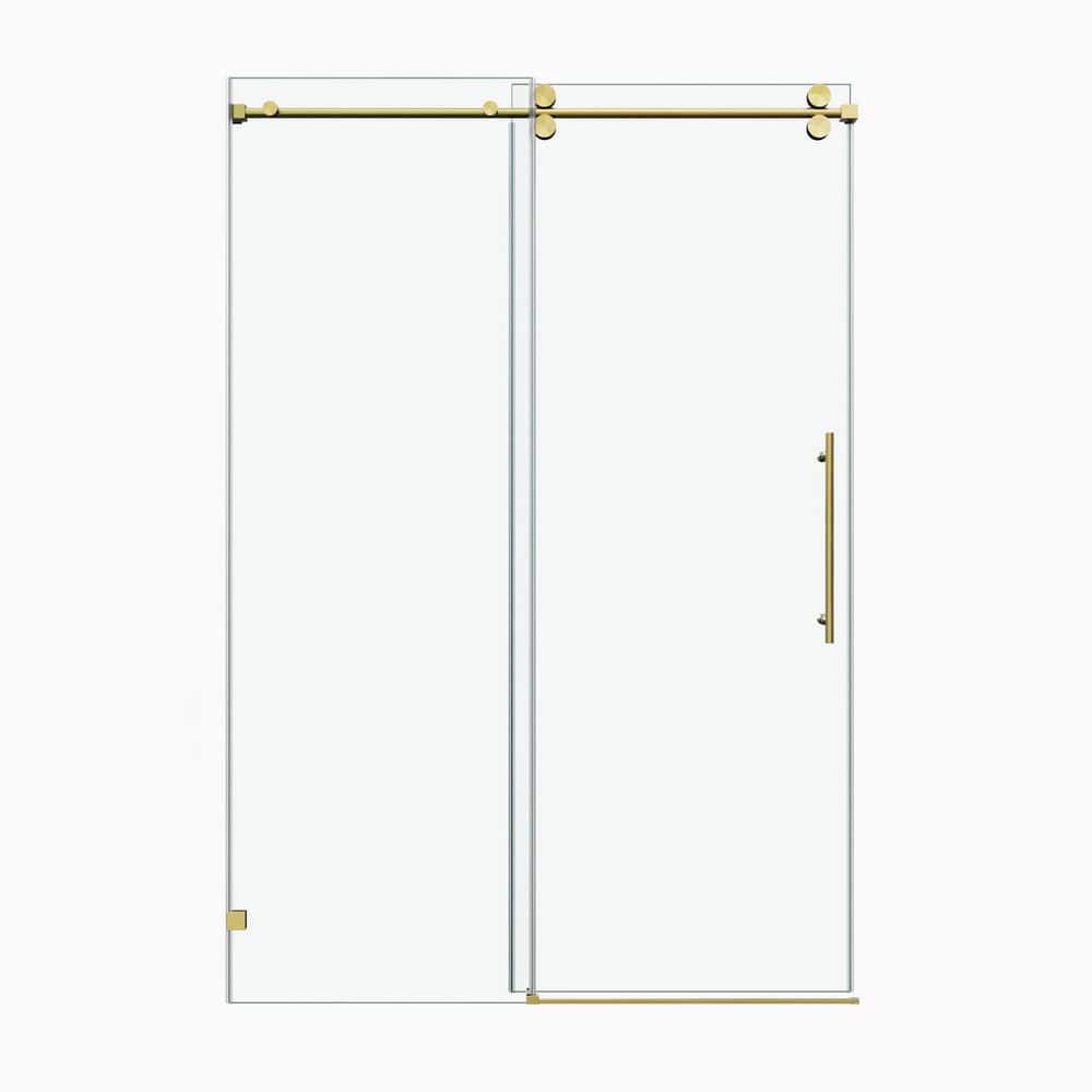 54 in. W x 76 in. H Fixed & Sliding Shower Door in Brushed Gold with Clear Tempered Glass durable construction price history on PriceWatchPro