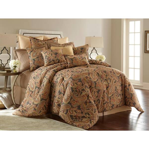 Austin Horn Collection Venetian Multi-color Paisley 4-Piece Queen Comforter Set