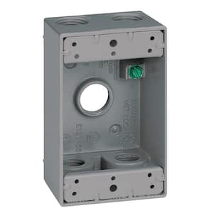1-Gang Metal Weatherproof Electrical Outlet Box with (5) 1/2 inch Holes, Gray