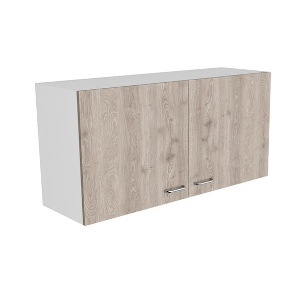 FUNKOL 39.3 in. W x 12.6 in. D x 19.3 in. H Bathroom Storage Wall Cabinet, 2-Doors with 2-Shelves in White and Light Gray
