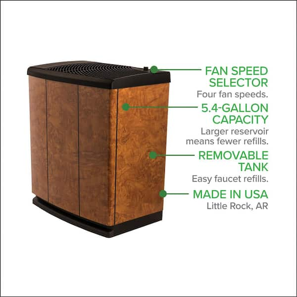 ALLIANCE 5.4-Gal. Cool Mist Evaporative Whole House Humidifier for 3,700 sq. ft., Oak Burl