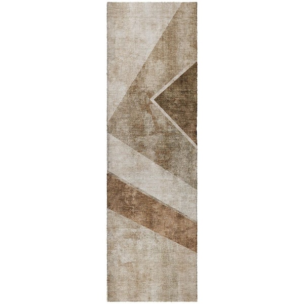 Dream Shag Premium Machine Washable Abstract ADS671 Brown 2 ft. x 7 ft. Runner Rug