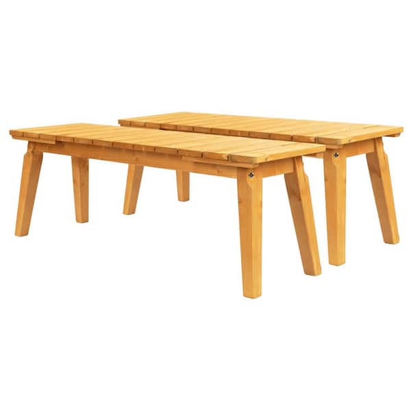 45 in. Solid Wood Backless Outdoor Ottoman Bench (Set of 2)