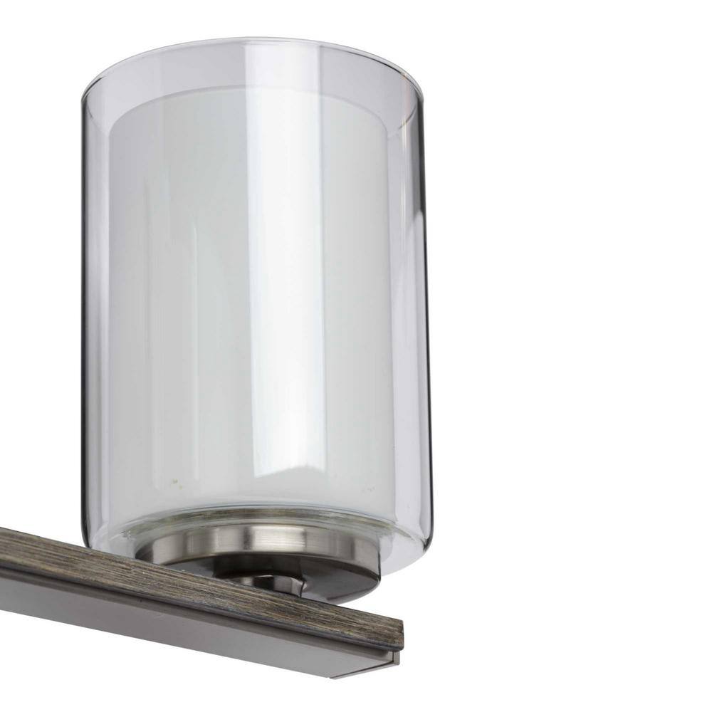 Brushed Nickel 4-Light Bath Vanity with Clear and Etched Glass Shades