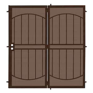 72 in. x 80 in. ArcadaMAX Copper Projection Mount Outswing Steel Patio Security Door with Perforated Metal Screen