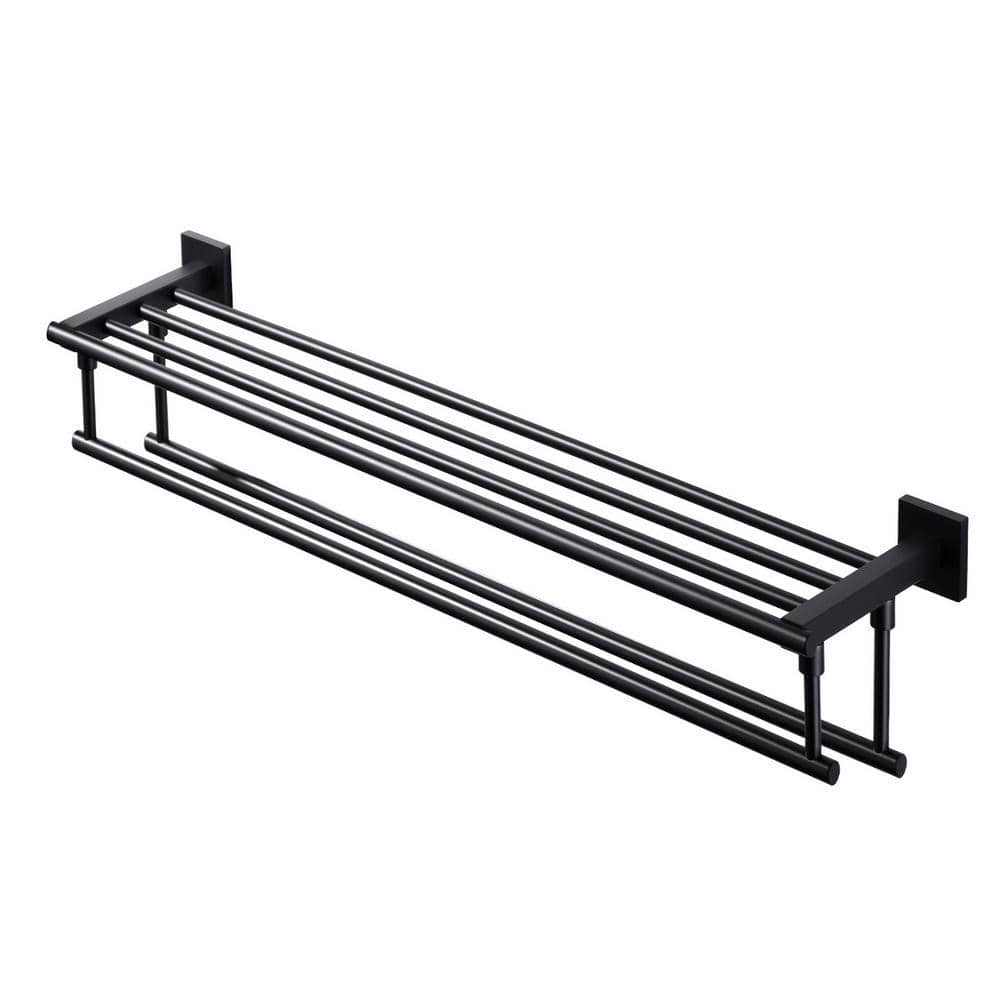 Hoffman#2 ブラックサドル フライマテリアル AVITAS 32 in. Bathroom Wall Mounted Double Tier Towel Rack with