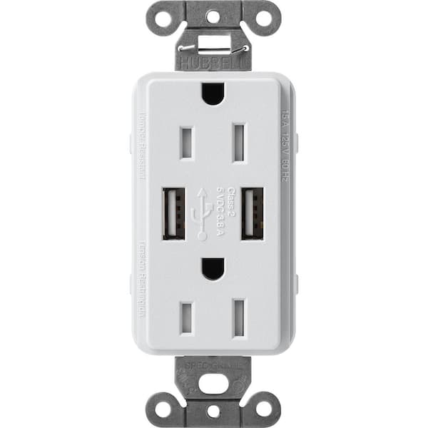 Lutron Claro 15 Amp USB Duplex Outlet, Mist (SCR-15-UBTR-MI)