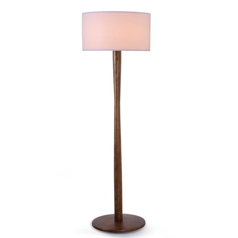 Solara 61 in. Walnut 1-Light Floor Lamp with Solid Wood Body and White Fabric Drum Shade price history on PriceWatchPro