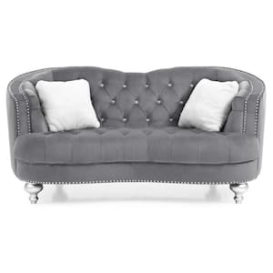 Jewel 71 in. W Flared Arm Polyester Straight Sofa in Gray