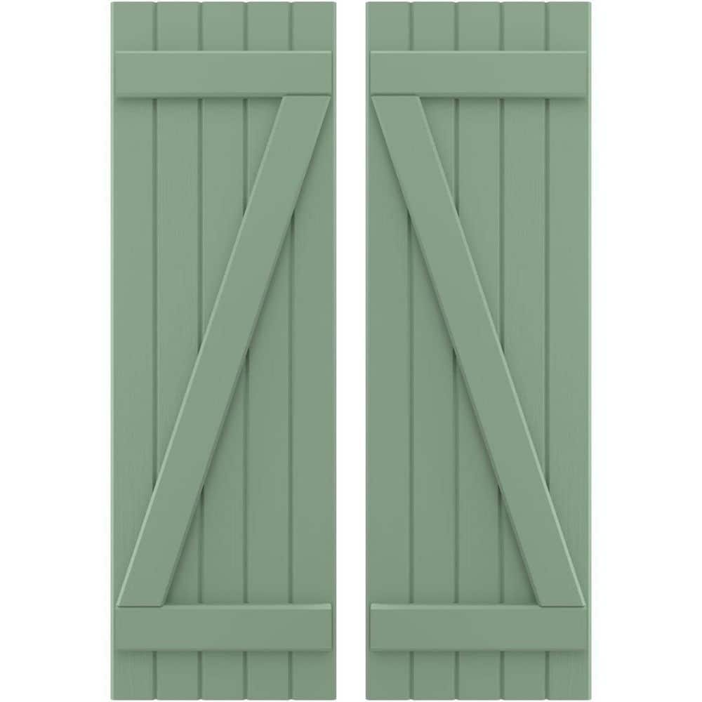 17-1/2 in. W x 70 in. H Americraft 5-Board Exterior Real Wood Joined Board and Batten Shutters with Z-Bar in Track Green price history on PriceWatchPro