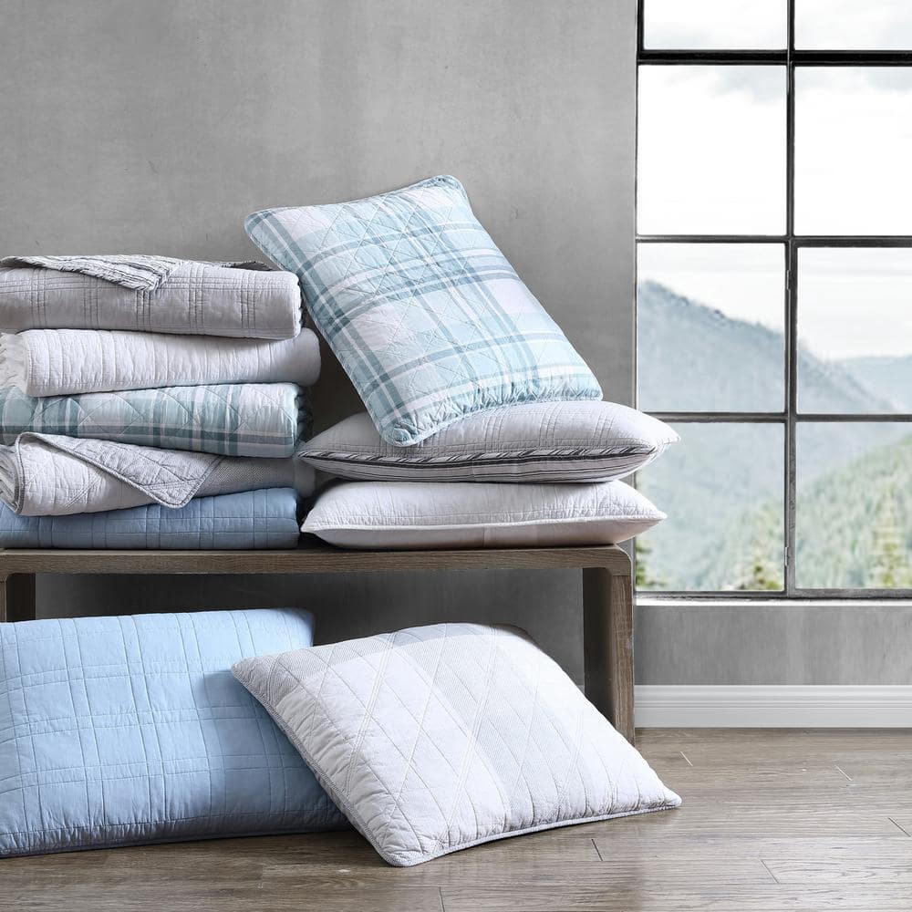 Gray Twin Cotton Reversible Quilt Set with Sham