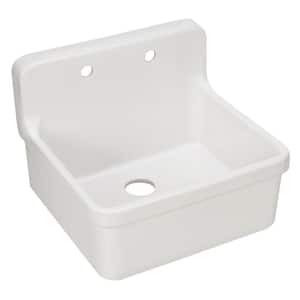 Gilford 24 x 22 in. Wall-Mount Utility and Laundry Farmhouse Single Bowl Sink for 2-Hole faucet in White