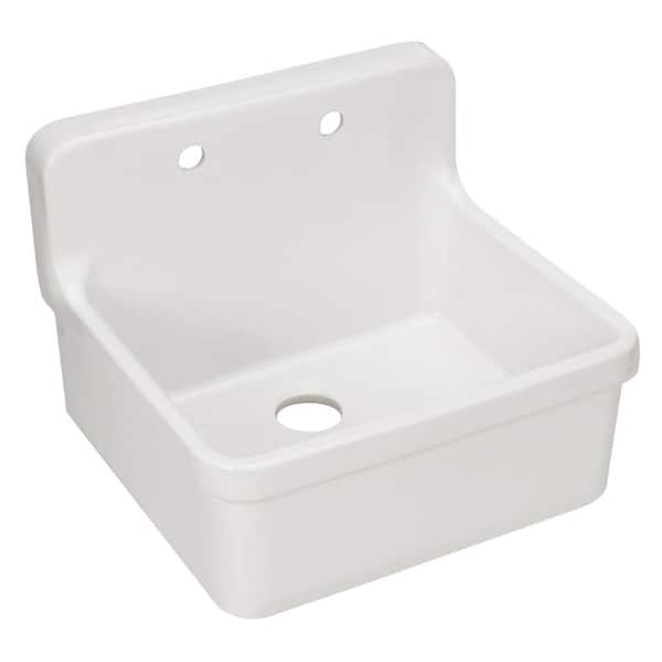 Kohler Gilford 24 X 22 In Wall Mount Utility And Laundry Farmhouse Single Bowl Sink For 2 Hole Faucet White K 12701 0 The Home Depot - Home Depot Wall Mount Utility Sink