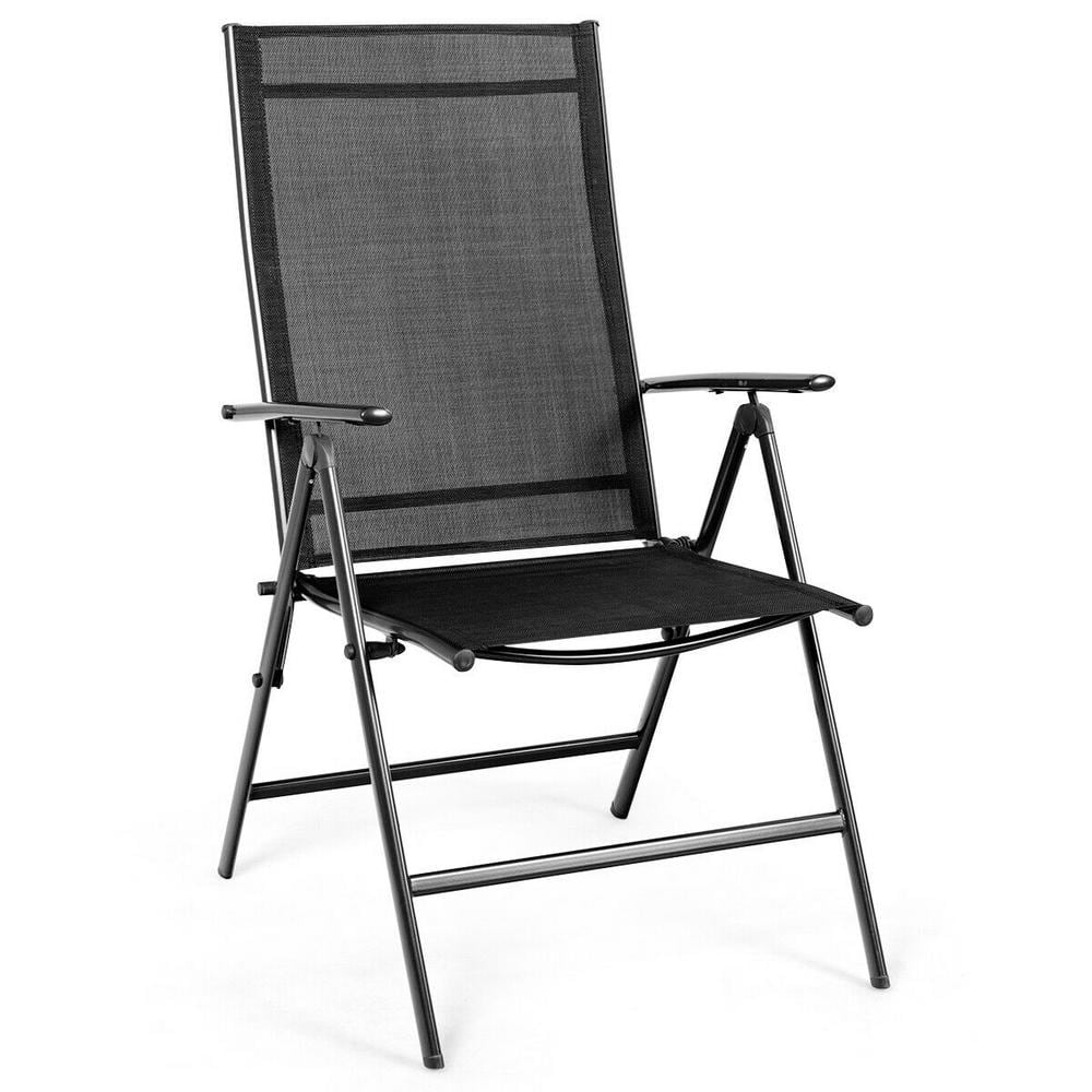 Set of 2 Black Adjustable Folding Patio Dining Chairs