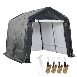 8 ft. x 8 ft. Outdoor Storage Shelter Shed Portable Garage in Gray