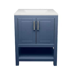 Taos 25 in. W x 19. in D. x 36 in. H Bath Vanity in Navy Blue with White Cultured Marble Top