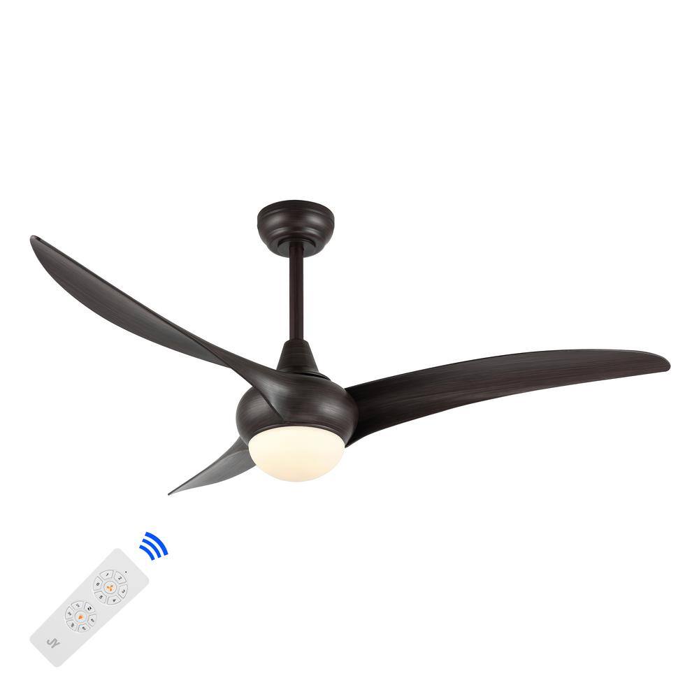 Aviator 52  1-Light Coastal Vintage Iron/Plastic Mobile-App/Remote-Controlled 6-Speed Retro Swirl Integrated LED Ceiling Fan  Dark Brown Wood Finish